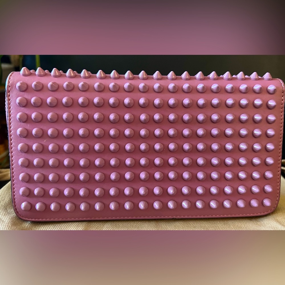 GUC Christian Louboutin Panneton Spike Long Zippy Wallet in Lilac color - Picture 2 of 12